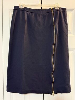 Catherine Malandrino Black Pencil Skirt with Gold Zip Accent